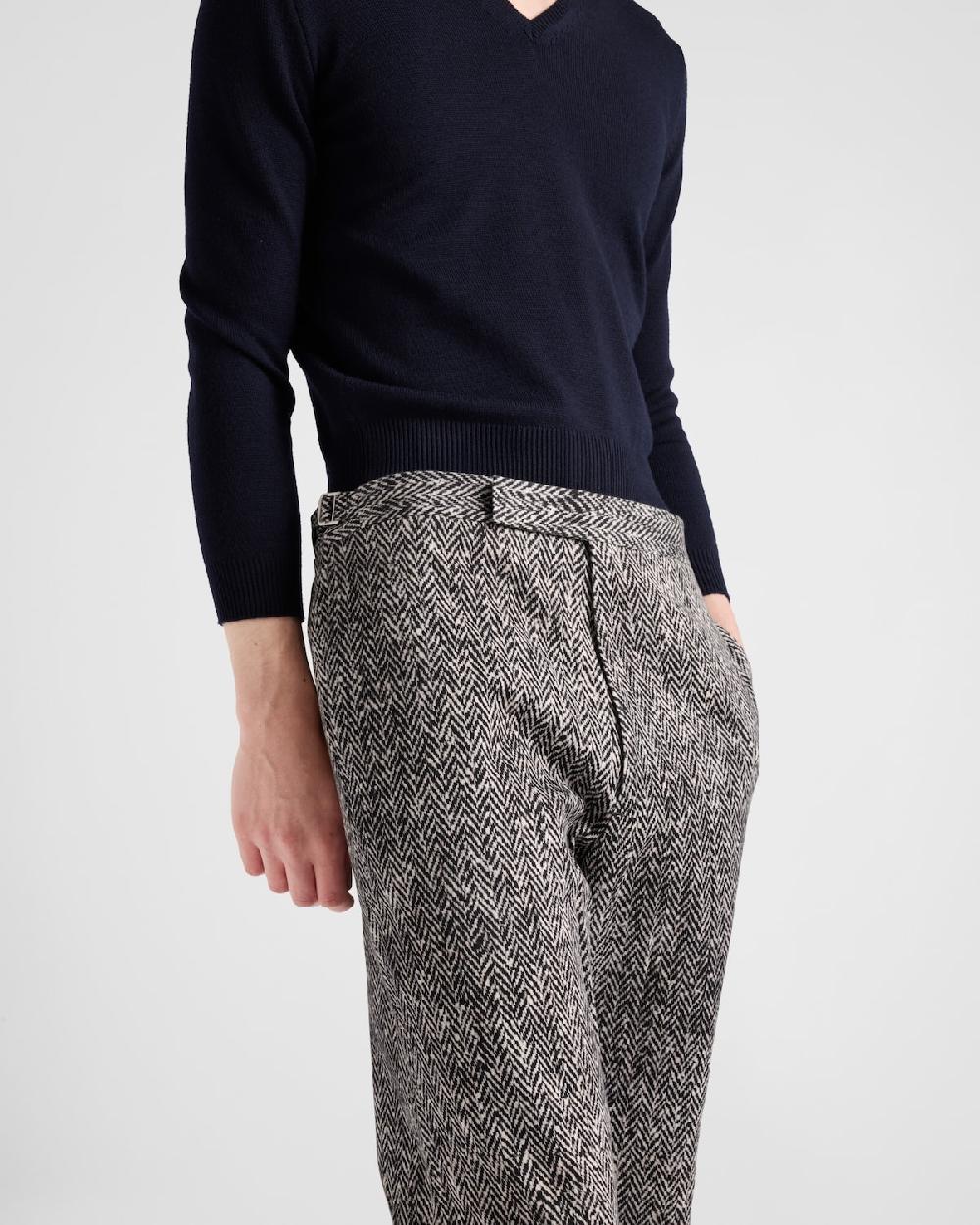 Prada Pantalones En Gabardina De Algodón Estampados