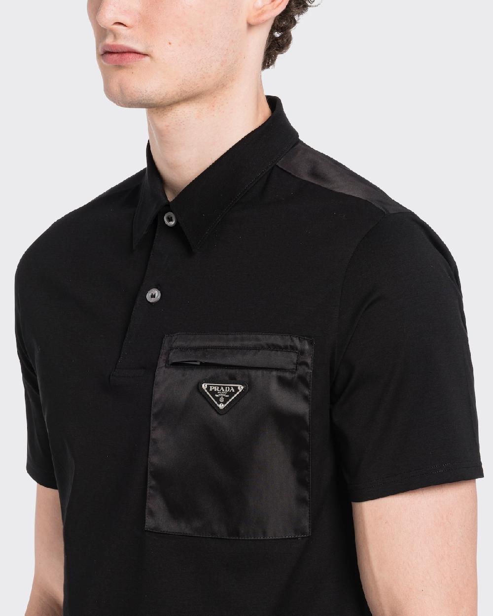 Prada Polo De Algodón Elástico Y Detalles De Re-Nylon