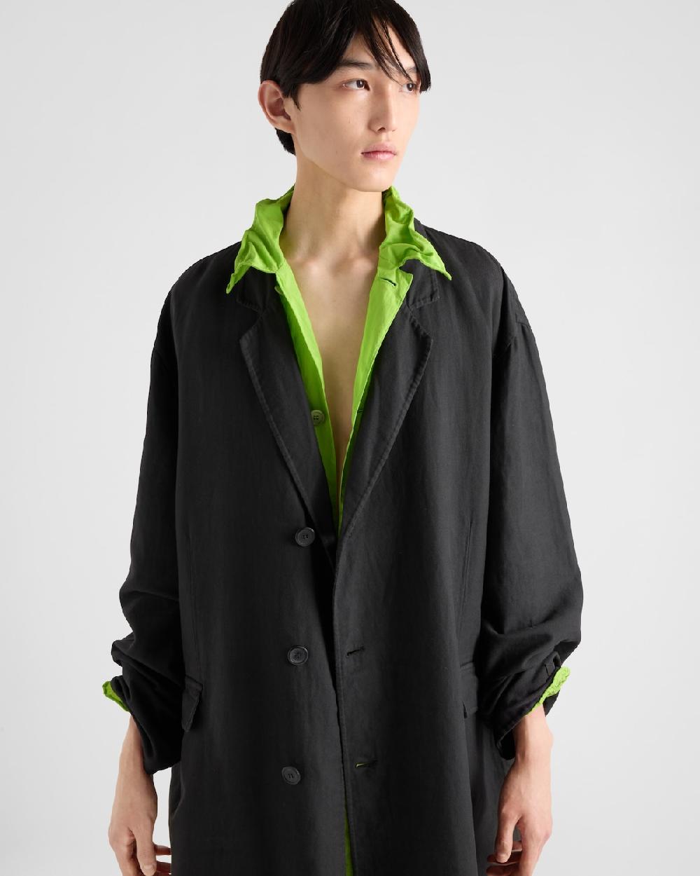 Prada Abrigo De Botonadura Simple De Algodón