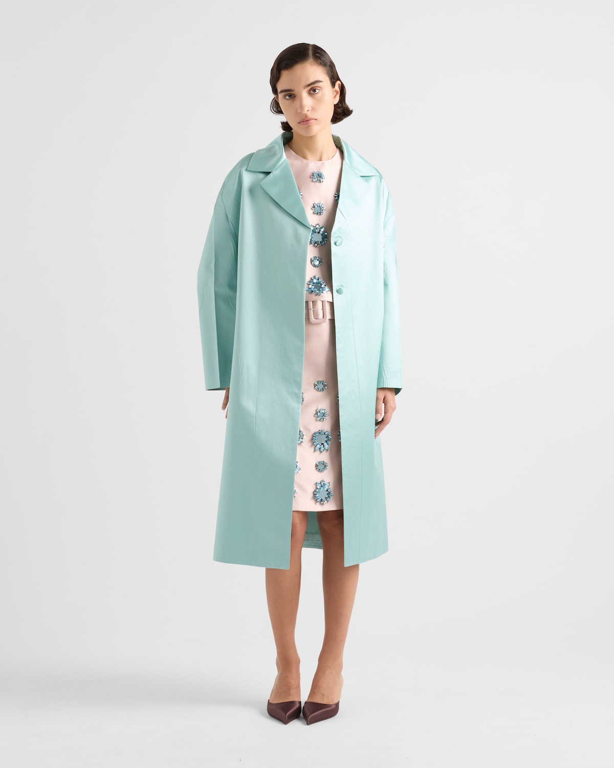 Prada Abrigo de botonadura simple de duchesse