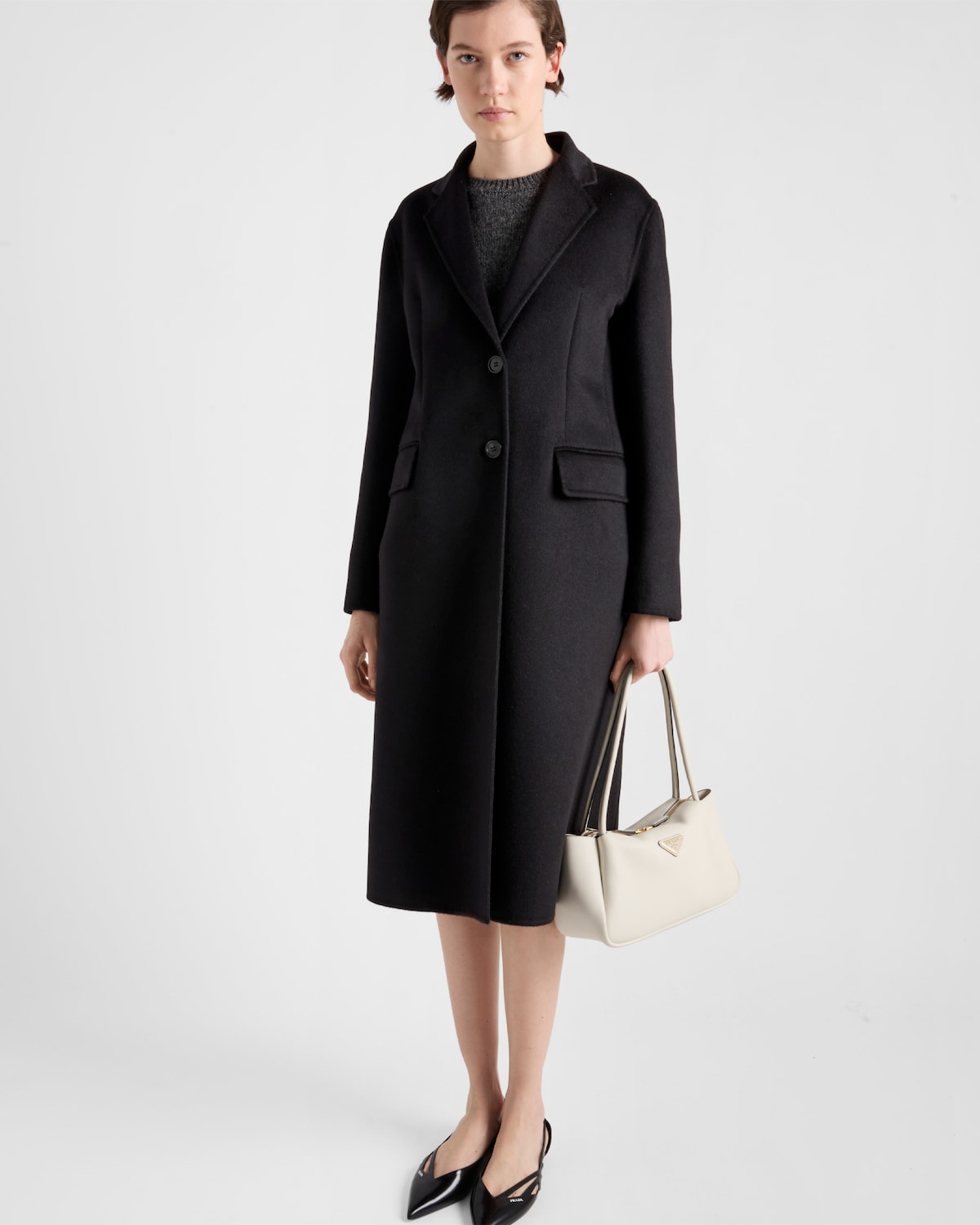 Prada Abrigo De Cashgora De Botonadura Simple