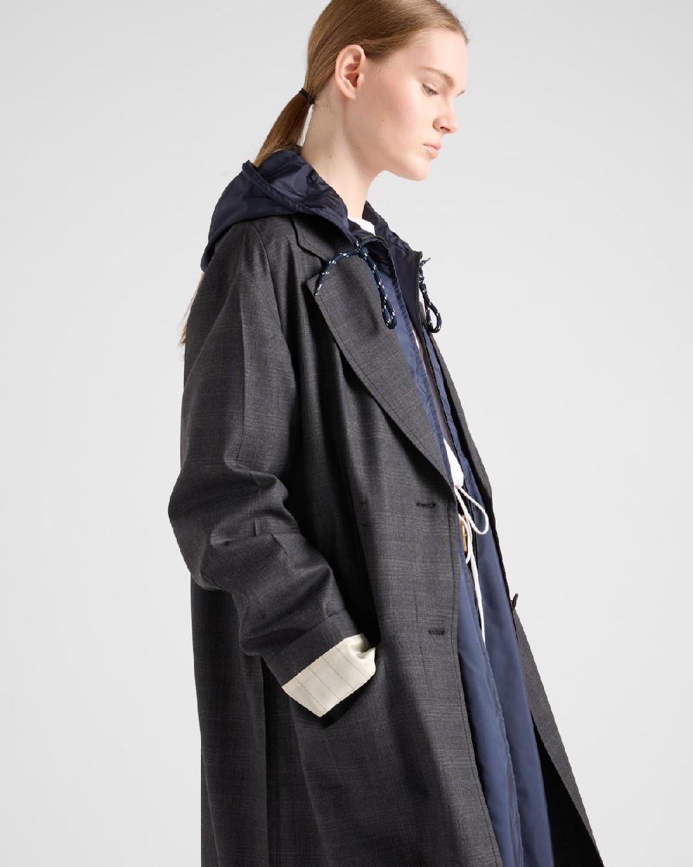 Prada Abrigo De Lana De Botonadura Simple