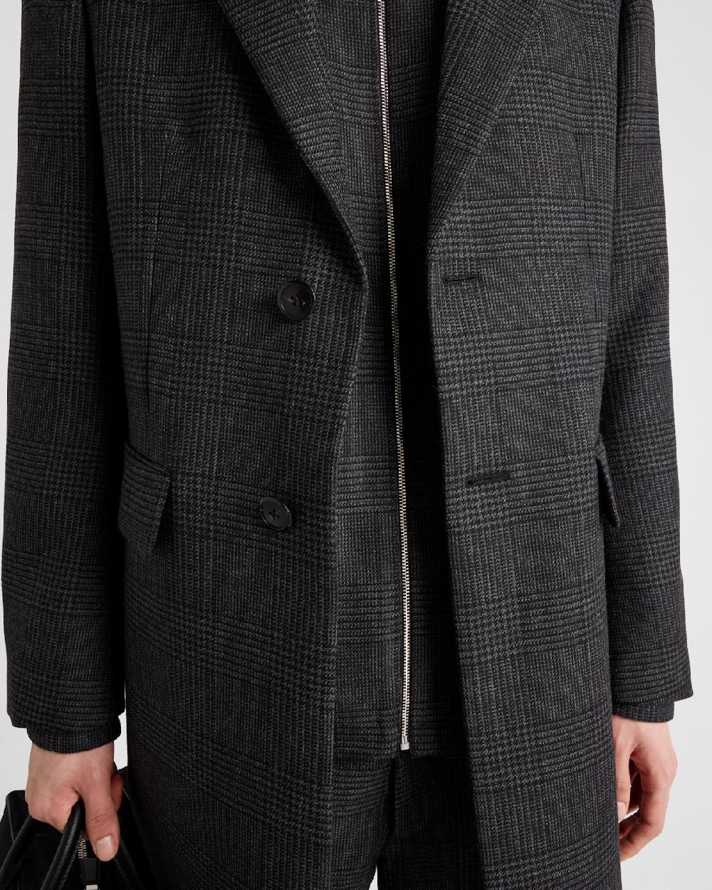 Prada Abrigo De Lana De Botonadura Simple