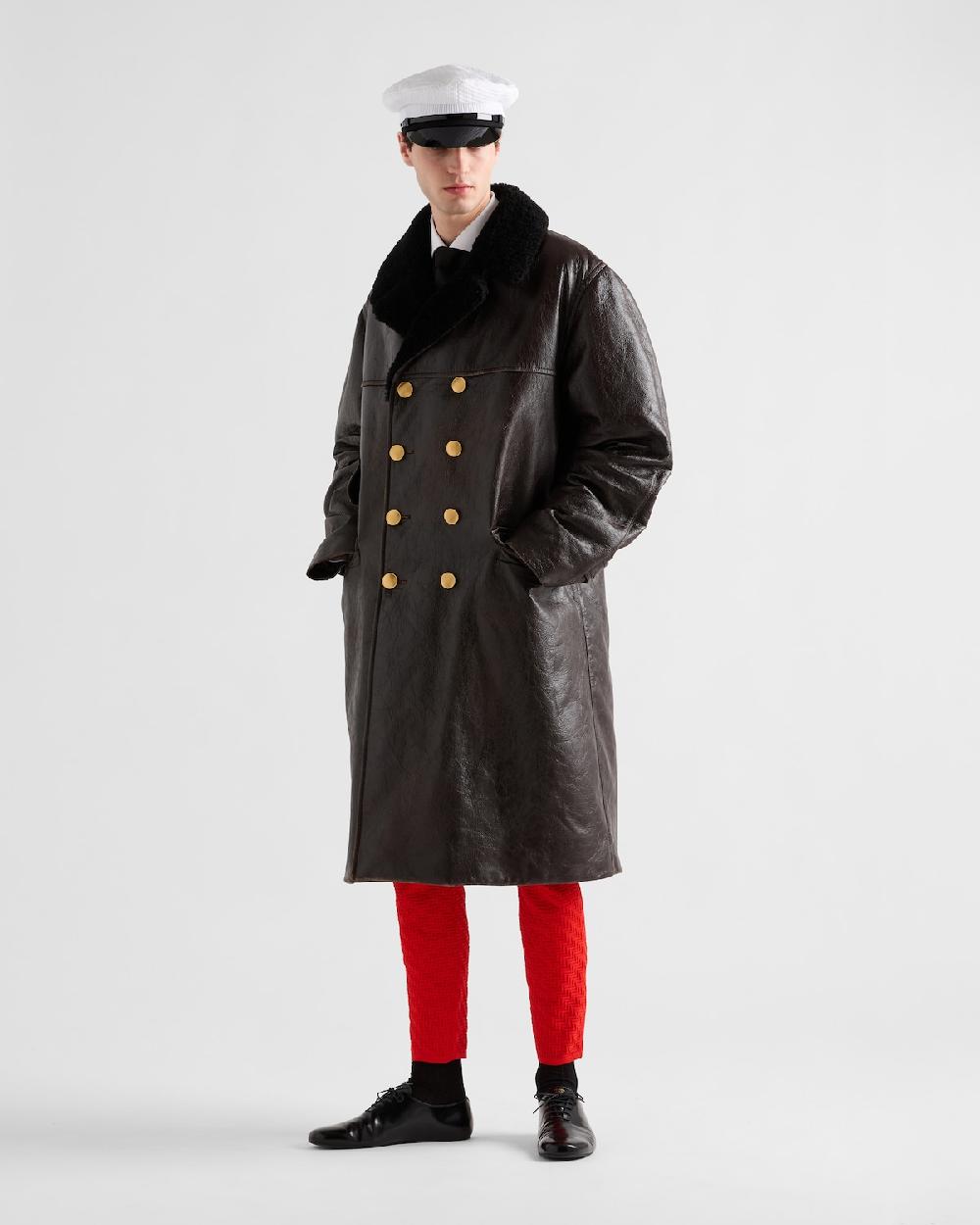 Prada Abrigo de piel de botonadura doble