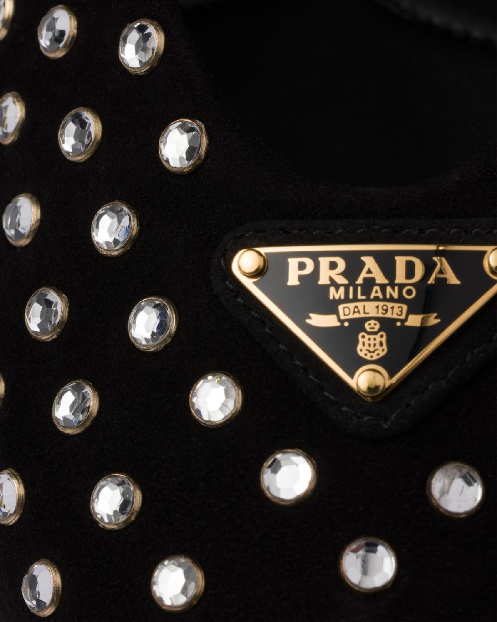 Prada Bailarinas De Ante Con Cristales