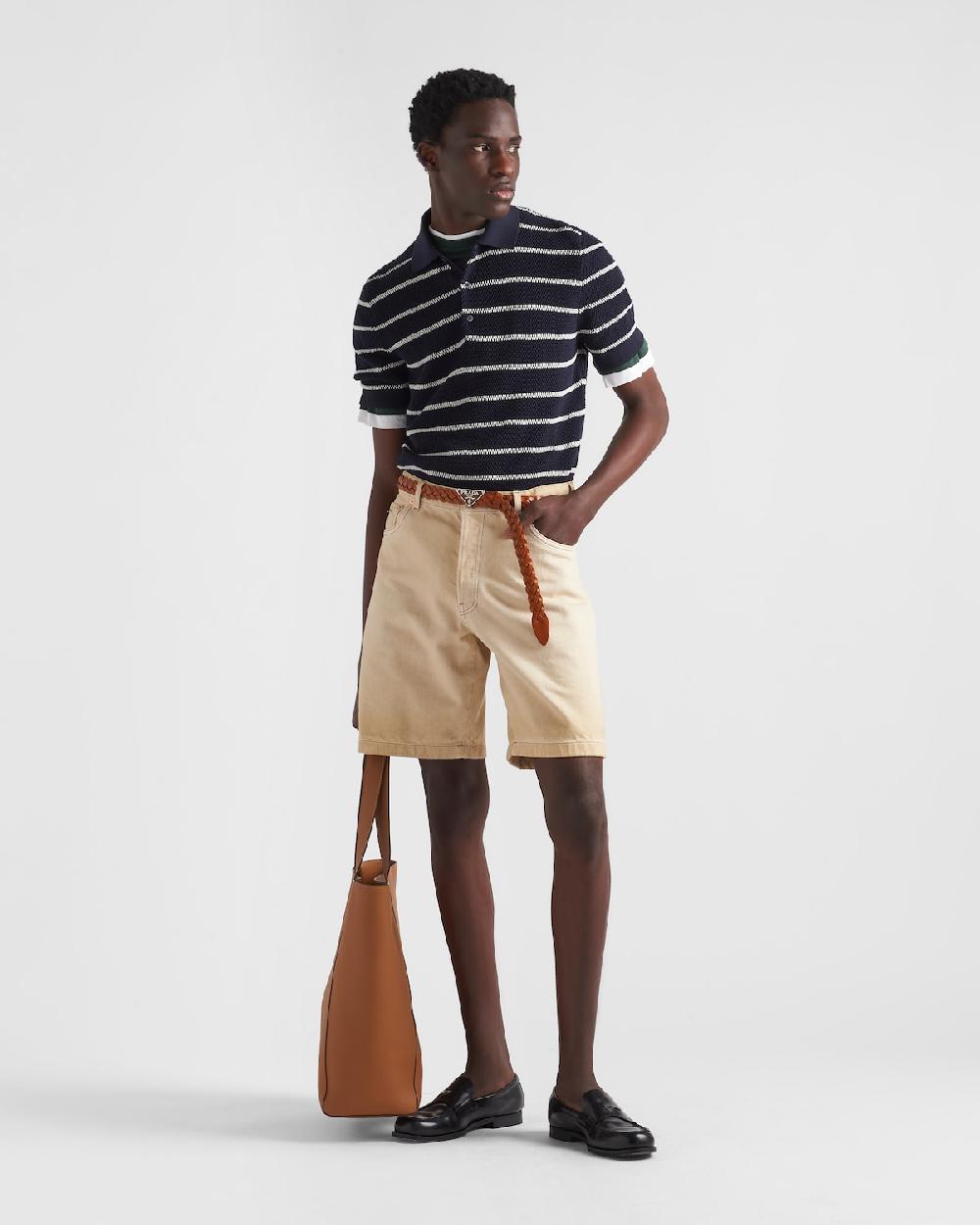 Prada Bermudas de bull vaquero desgastado