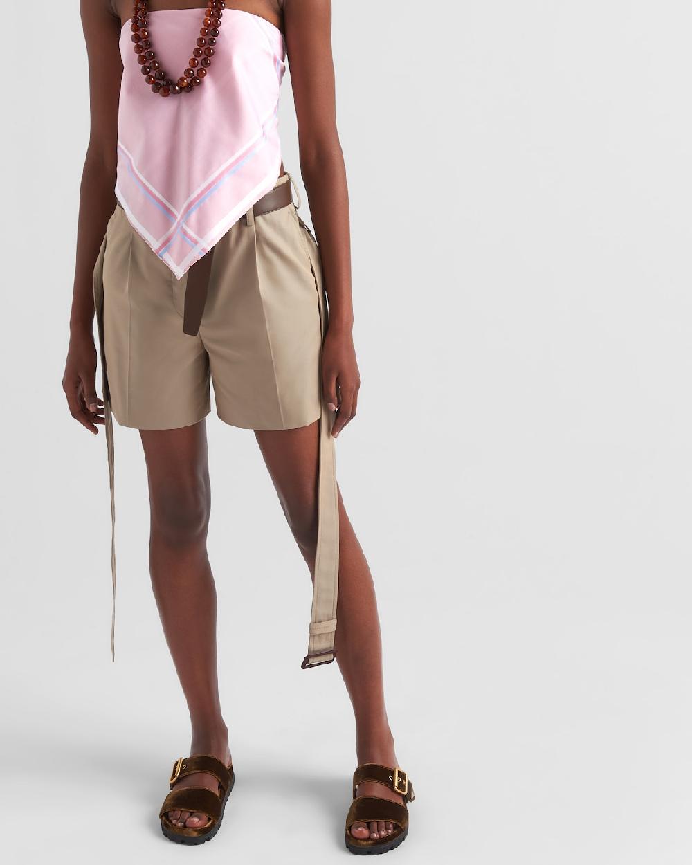 Prada Bermudas De Sarga De Algodón