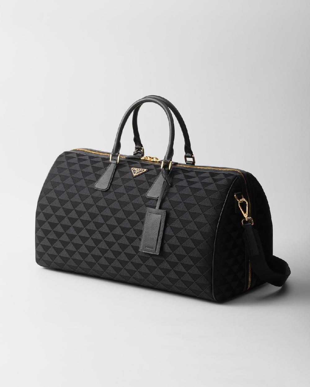 Prada Bolsa De Viaje De Tela Bordada