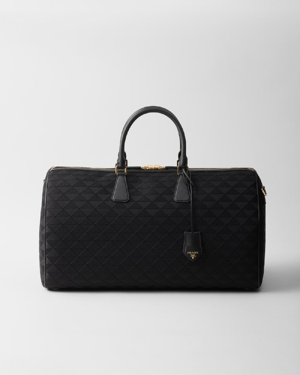 Prada Bolsa De Viaje De Tela Bordada