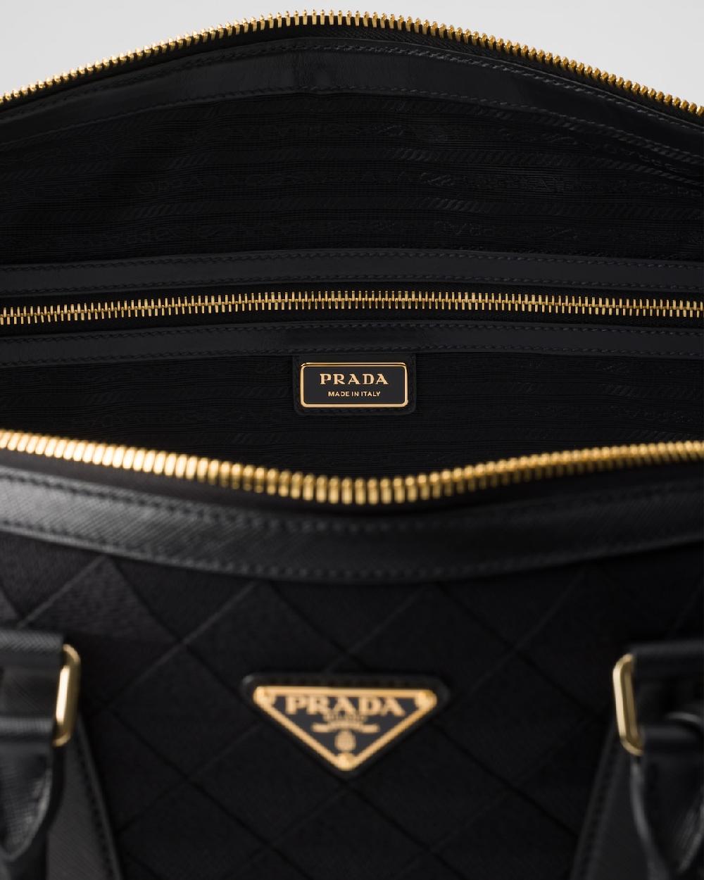 Prada Bolsa De Viaje De Tela Bordada