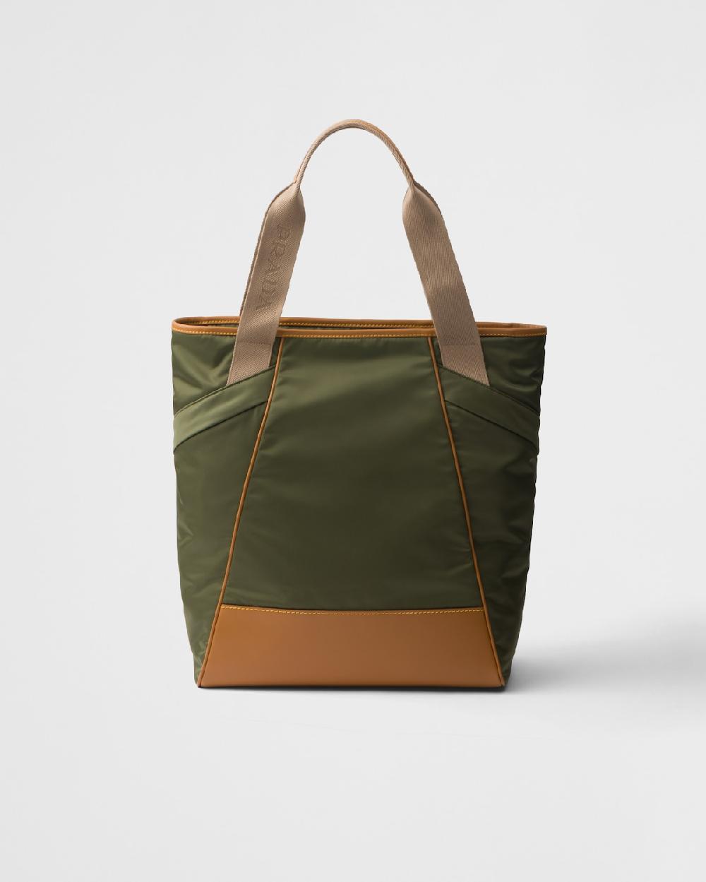 Prada Bolso Tote De Piel Y Re-Nylon