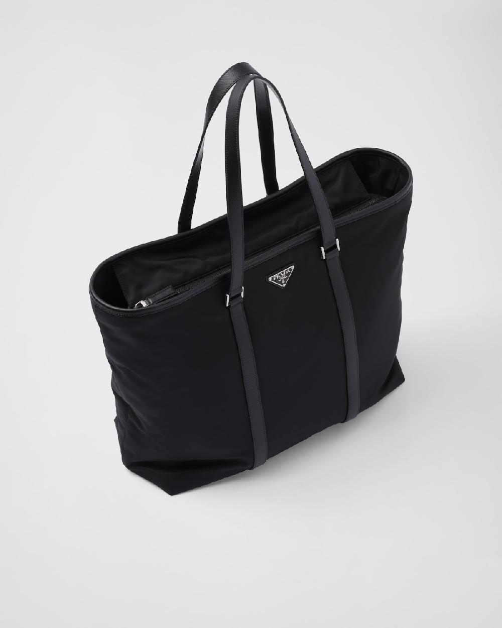 Prada Bolso Tote De Re-Nylon Y Piel Saffiano