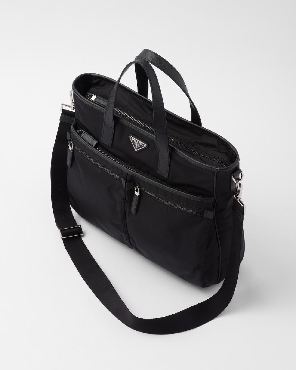 Prada Bolso Tote De Re-Nylon Y Piel Saffiano