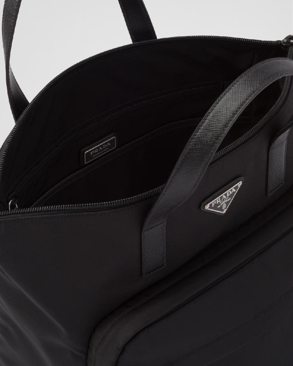 Prada Bolso Tote De Re-Nylon Y Piel Saffiano