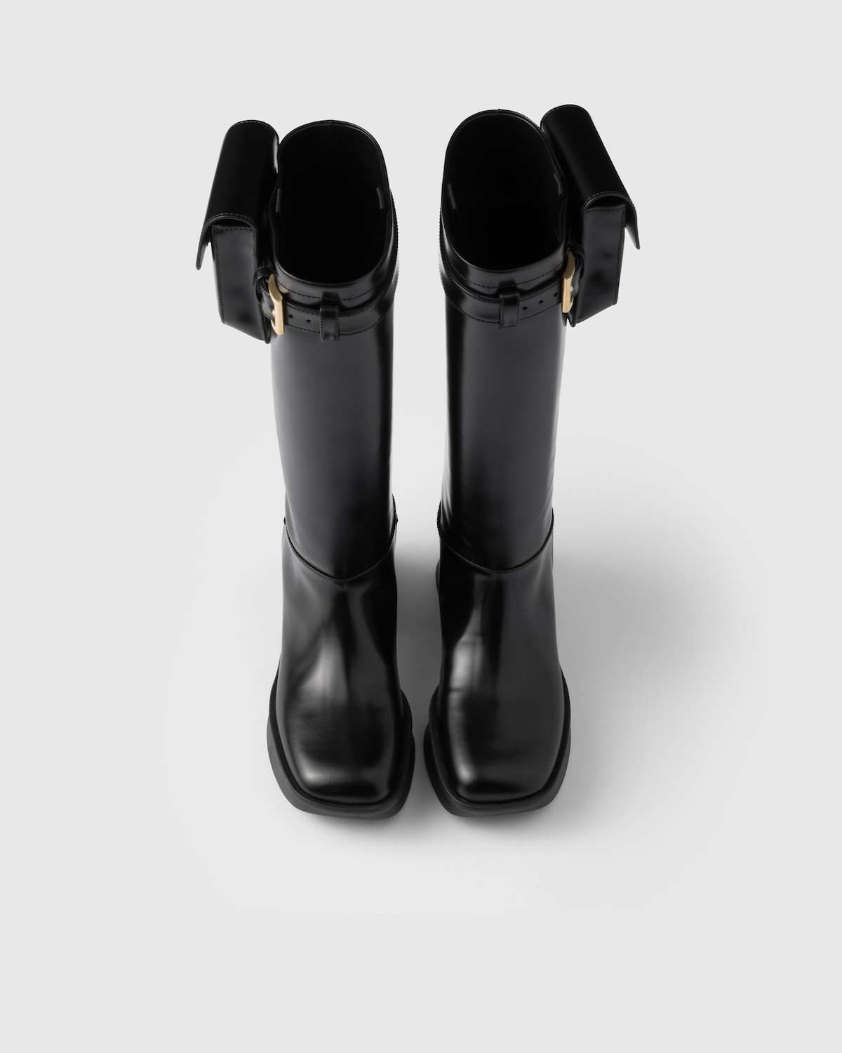 Prada Botas De Piel Cepillada Con Pouch