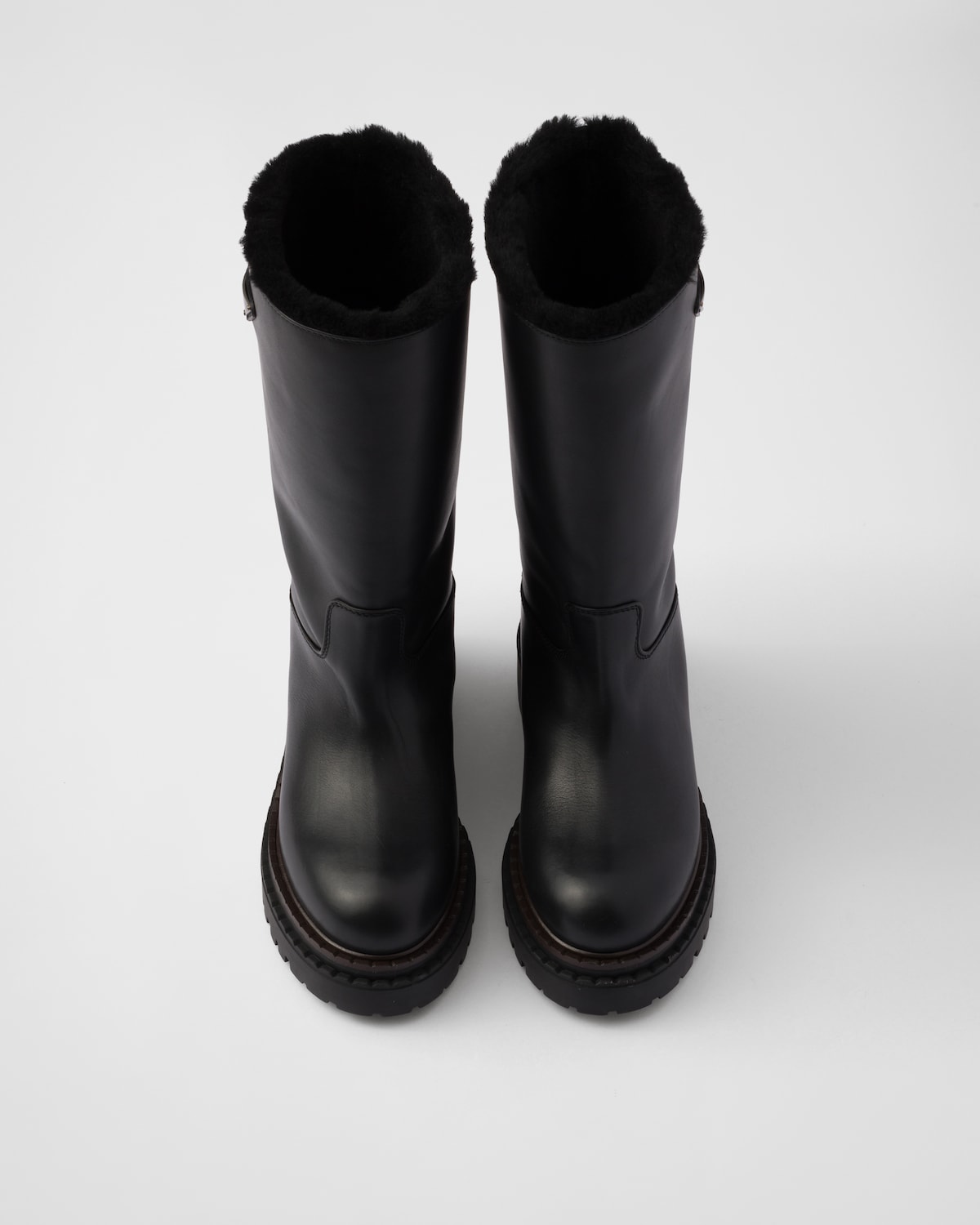 Prada Botas De Piel Y Borreguillo