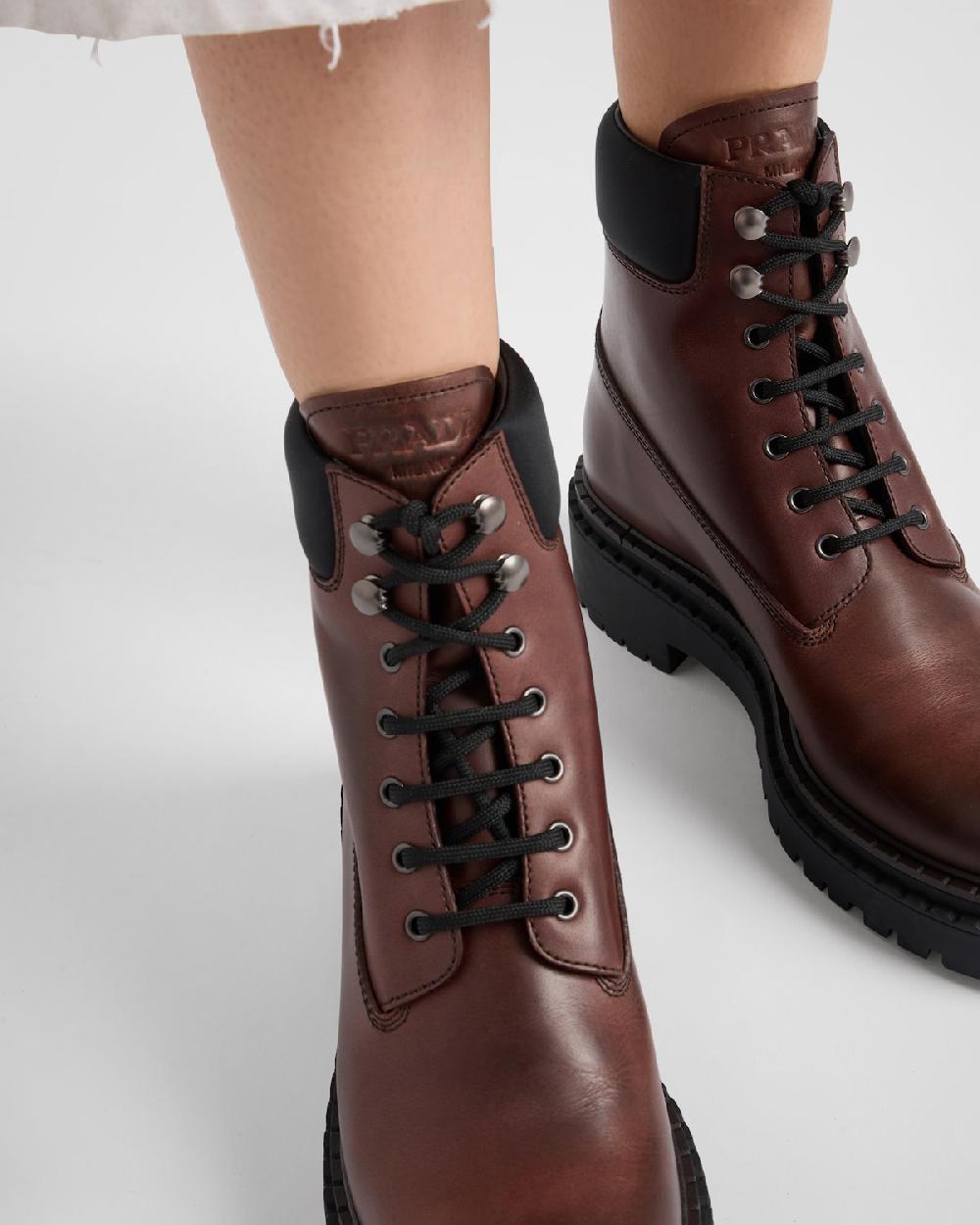 Prada Botas De Piel Y Re-Nylon