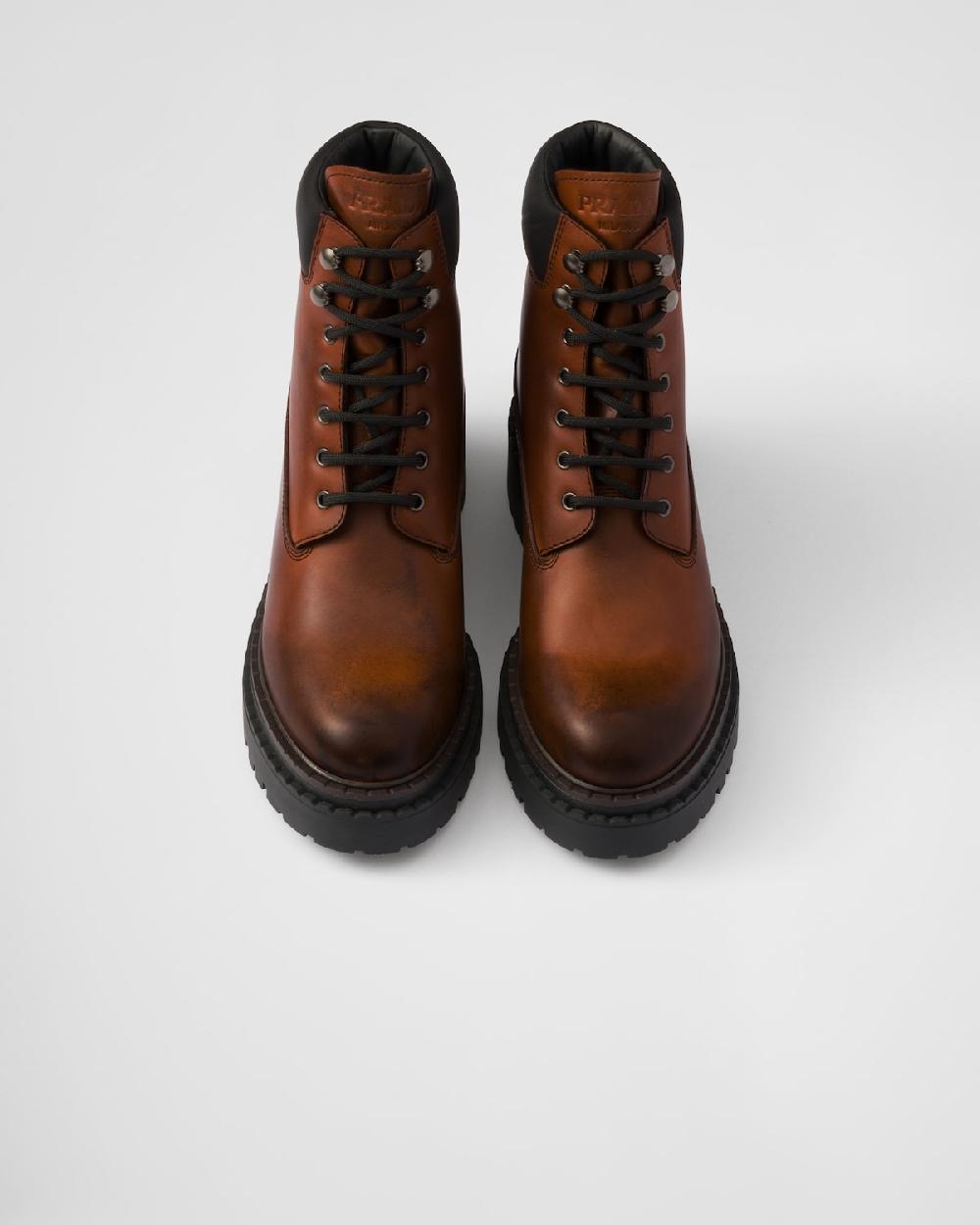 Prada Botas De Piel Y Re-Nylon