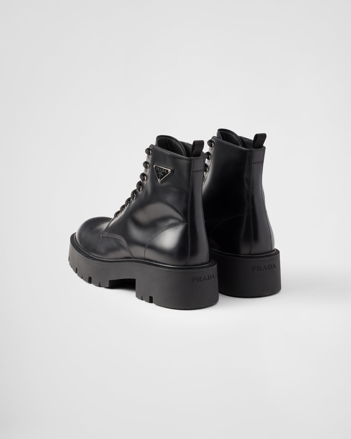 Prada Botas Militares De Piel Cepillada