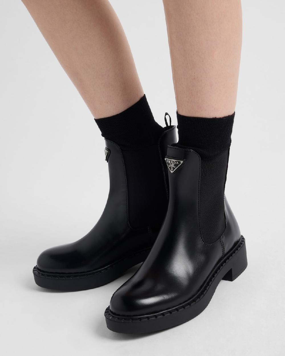 Prada Botines De Piel Cepillada