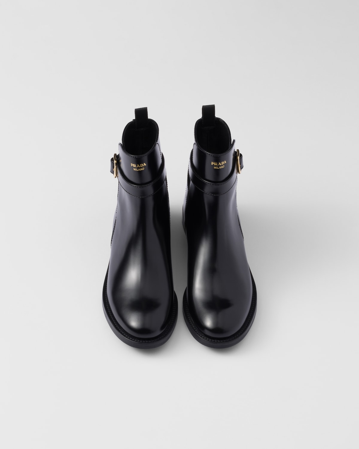 Prada Botines De Piel Cepillada Con Tira