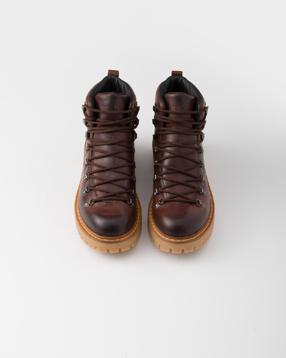 Prada Botines De Piel Con Cordones