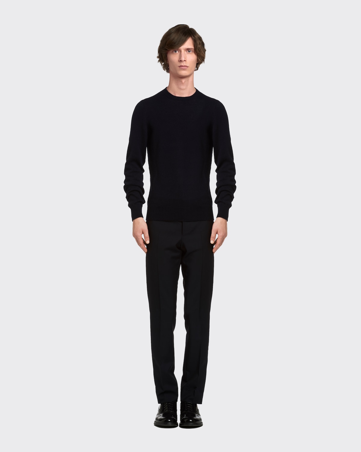 Prada Cable-Knit Cashmere Crew-Neck Sweater
