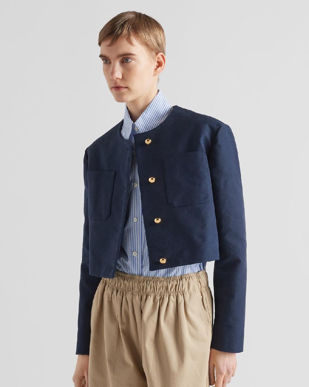 Prada Camisa Bordada De Algodón Técnico A Rayas