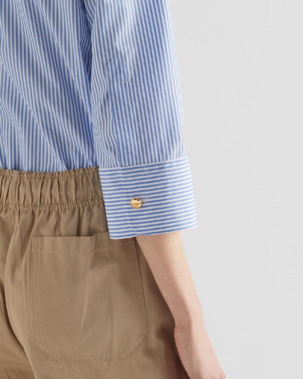 Prada Camisa Bordada De Algodón Técnico A Rayas