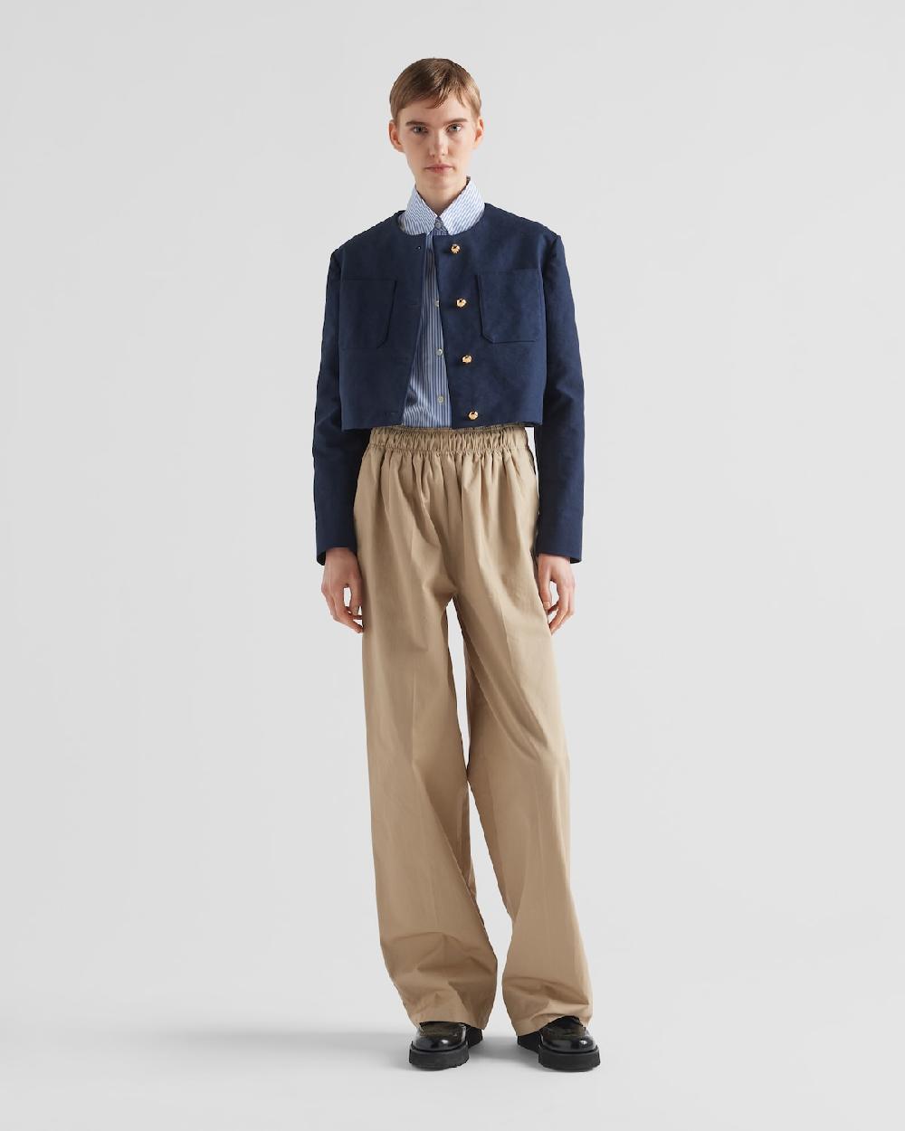 Prada Camisa bordada de algodón técnico a rayas