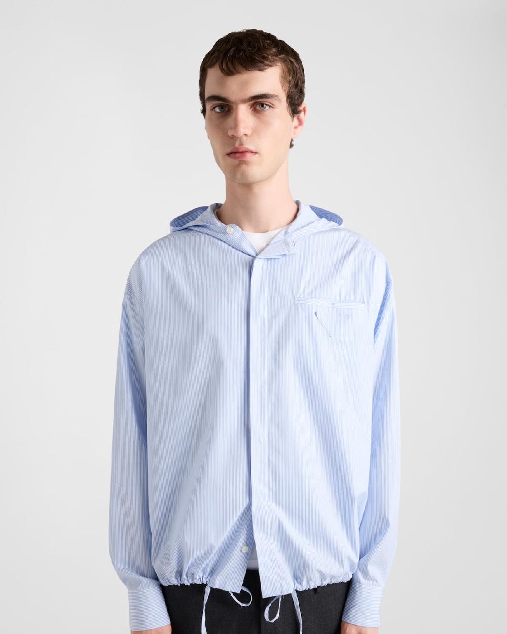 Prada Camisa De Algodón Con Capucha