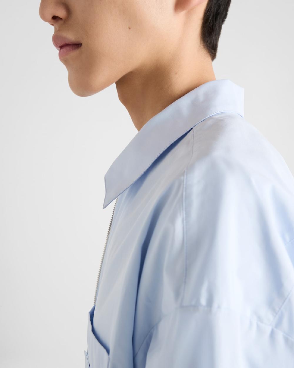 Prada Camisa De Algodón Con Cremallera