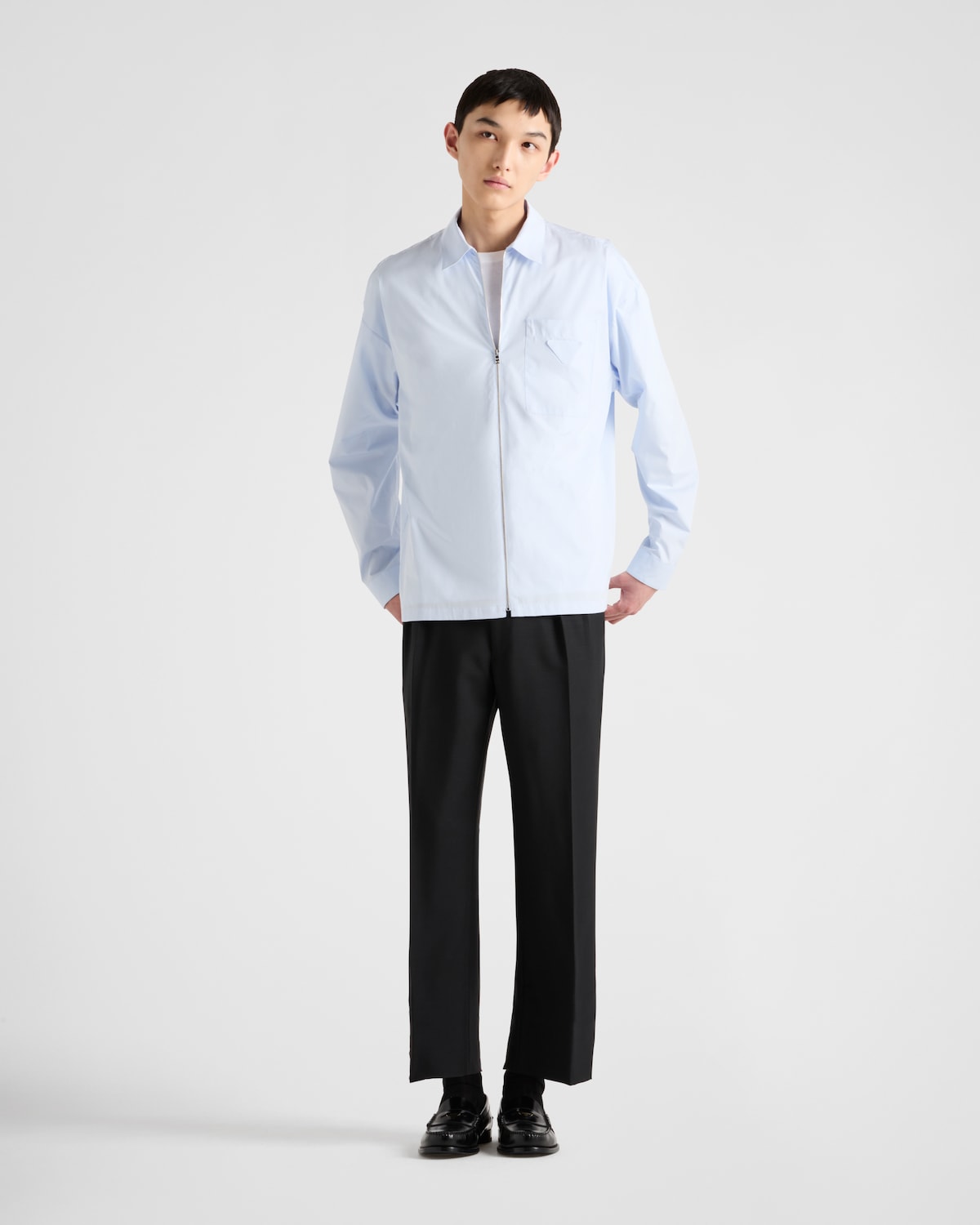 Prada Camisa de algodón con cremallera