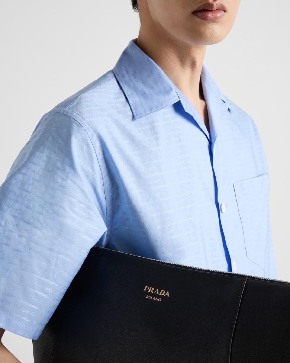 Prada Camisa De Algodón Con Manga Corta