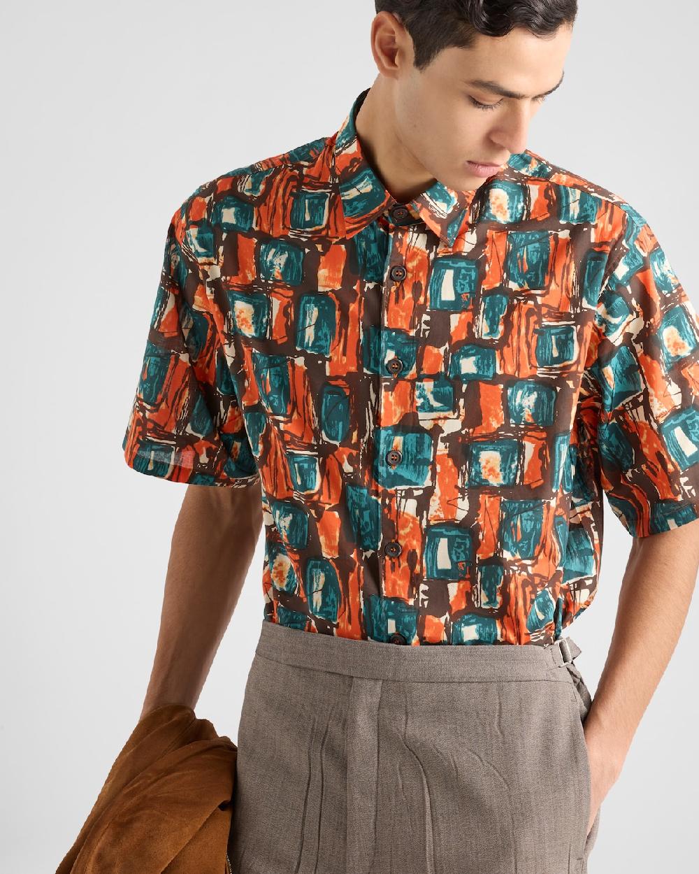 Prada Camisa De Algodón De Manga Corta