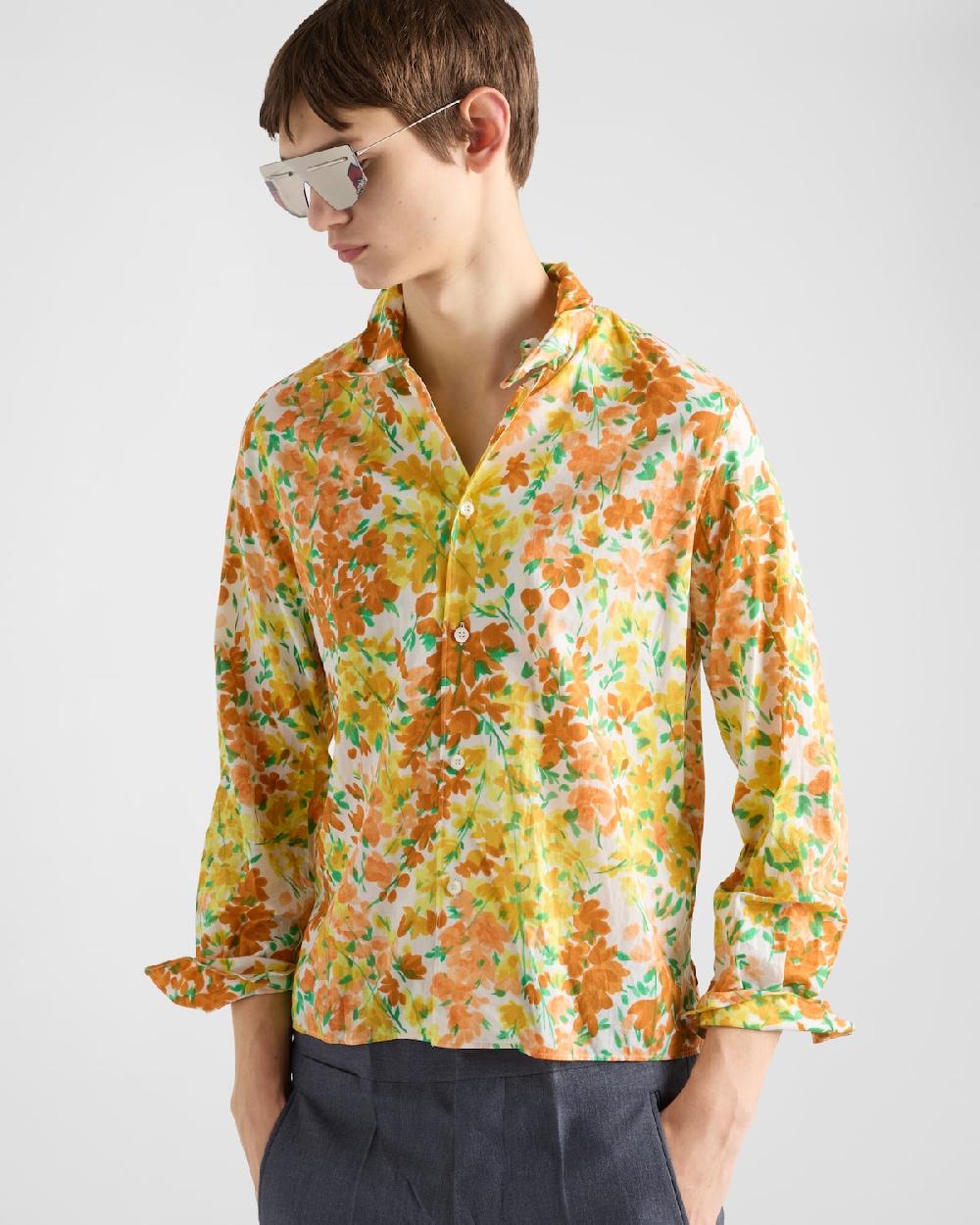 Prada Camisa De Algodón Estampada