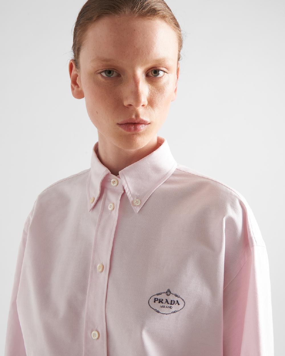Prada Camisa De Algodón Oxford Bordada