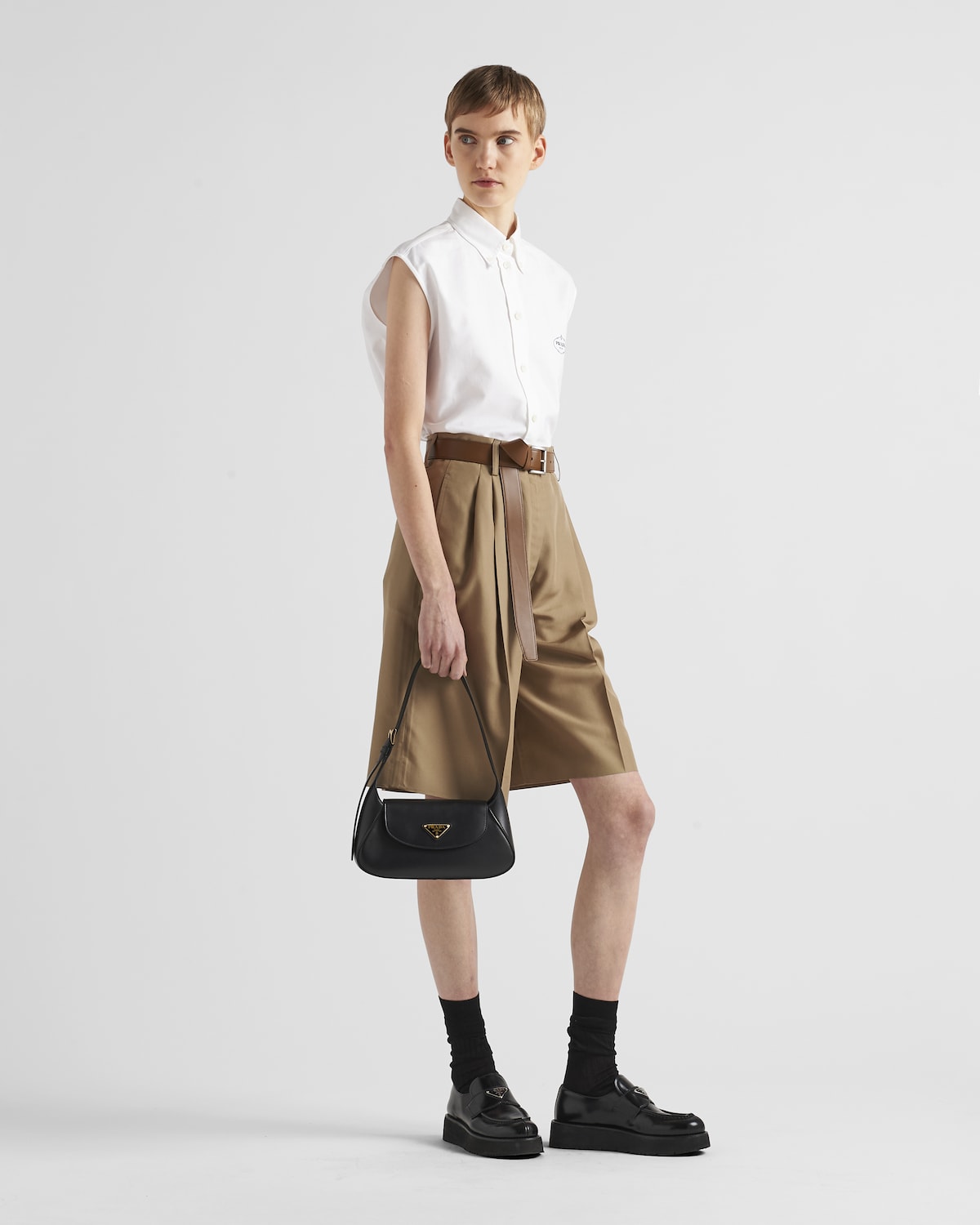 Prada Camisa de algodón Oxford bordada