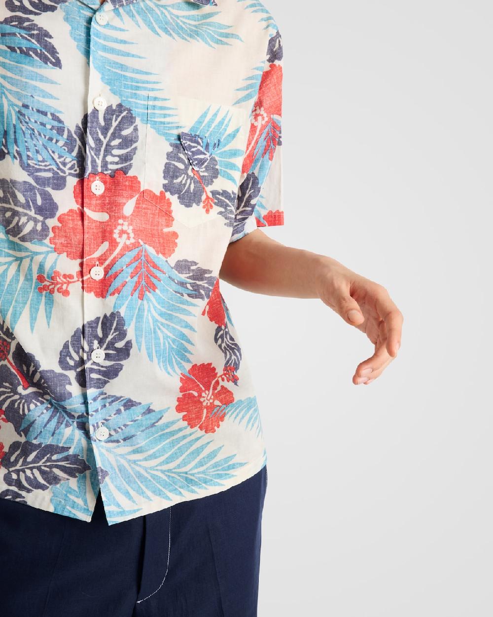 Prada Camisa De Bolera En Algodón Estampado