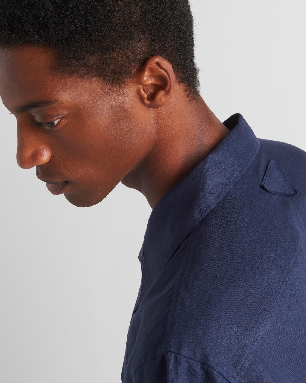 Prada Camisa De Lino De Manga Corta