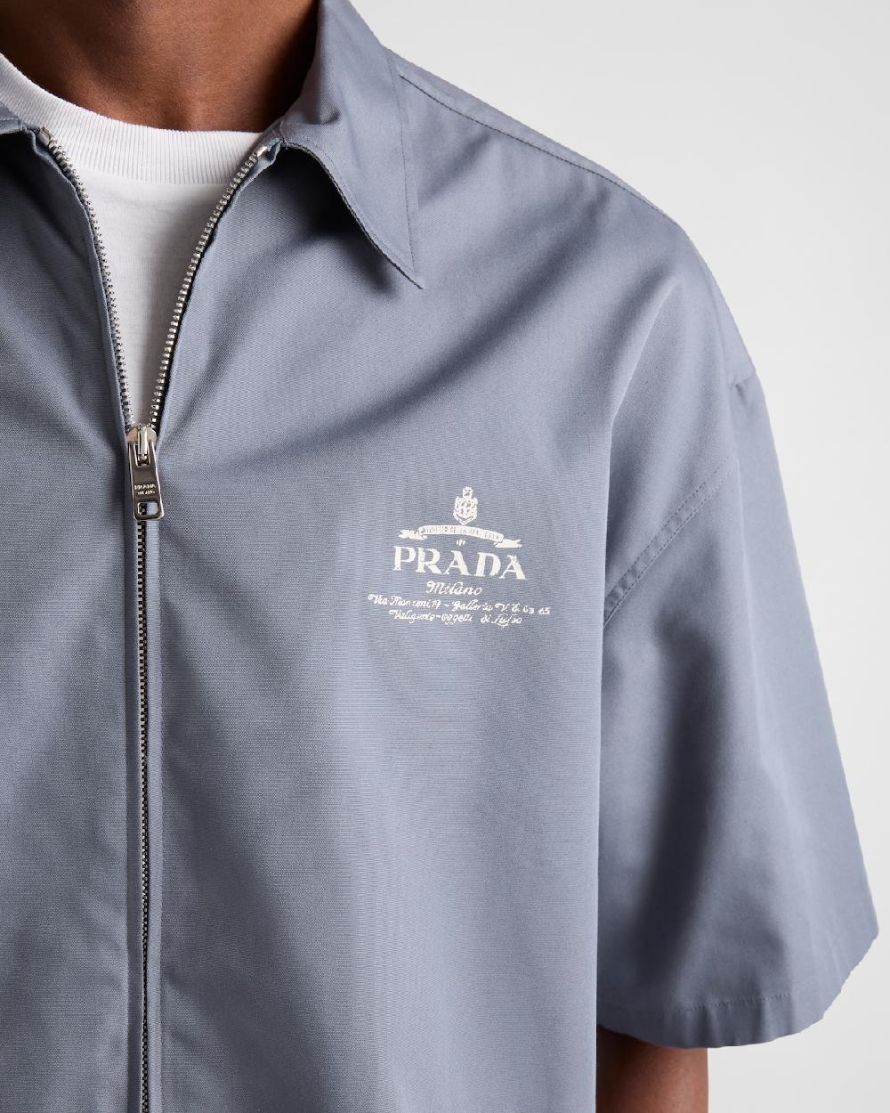 Prada Camisa De Manga Corta De Algodón Técnico