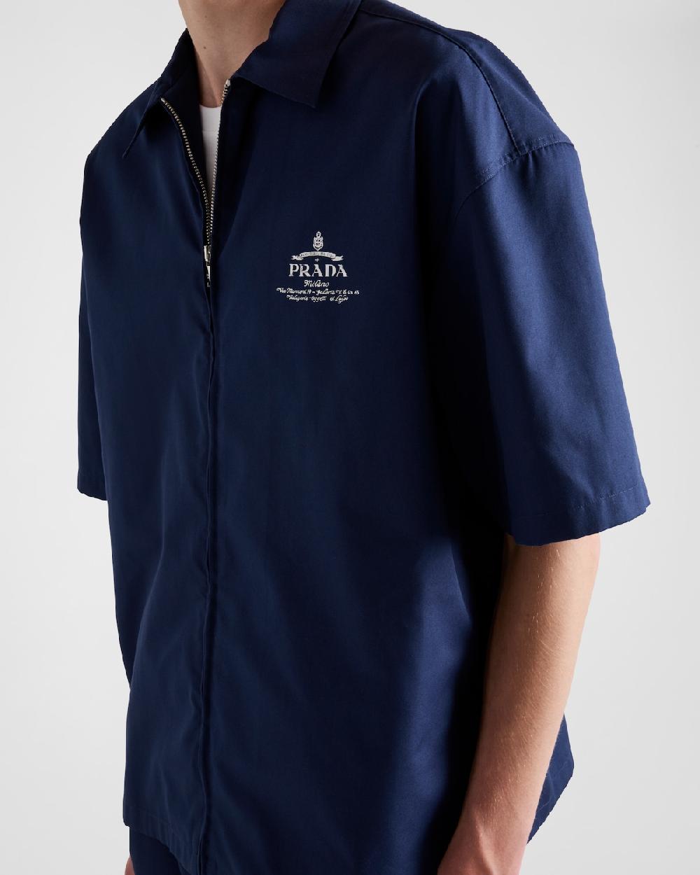 Prada Camisa De Manga Corta De Algodón Técnico