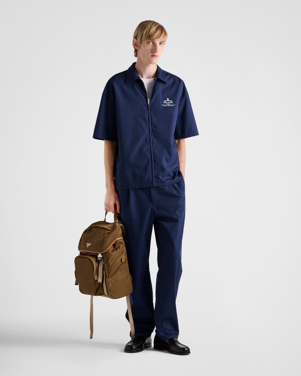 Prada Camisa de manga corta de algodón técnico