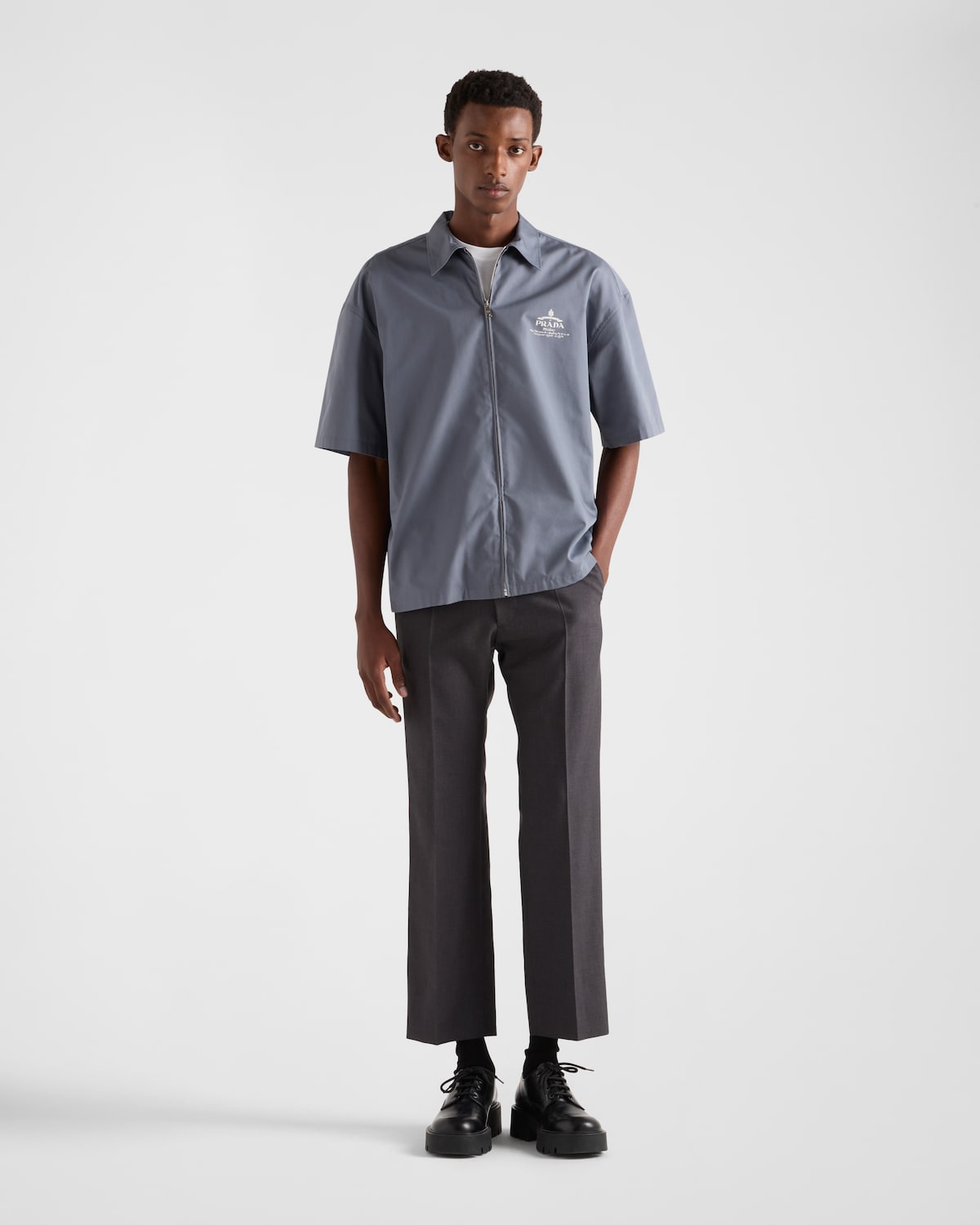 Prada Camisa de manga corta de algodón técnico