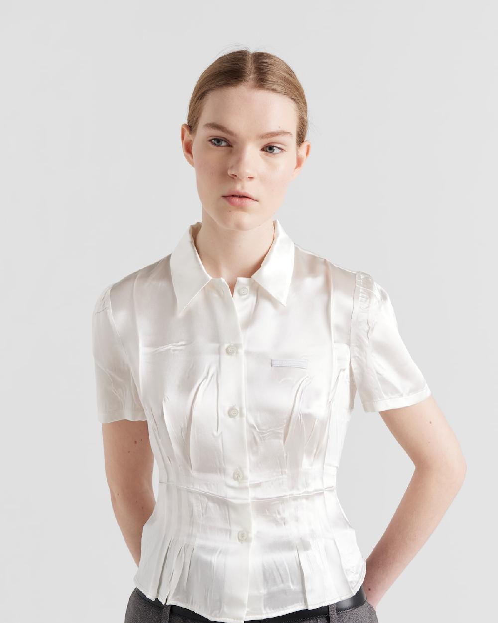 Prada Camisa De Manga Corta De Satén