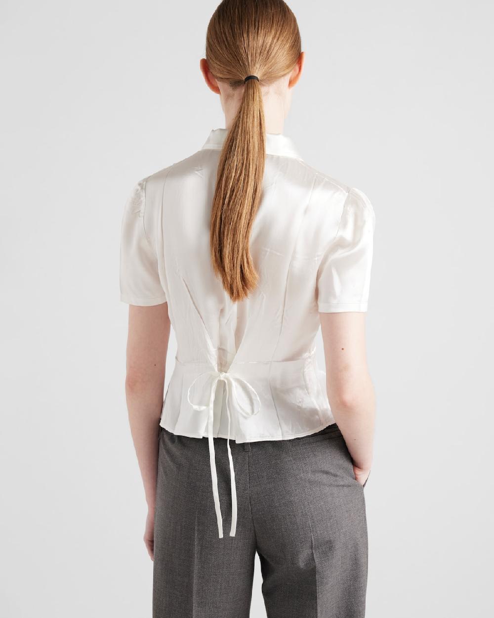 Prada Camisa De Manga Corta De Satén