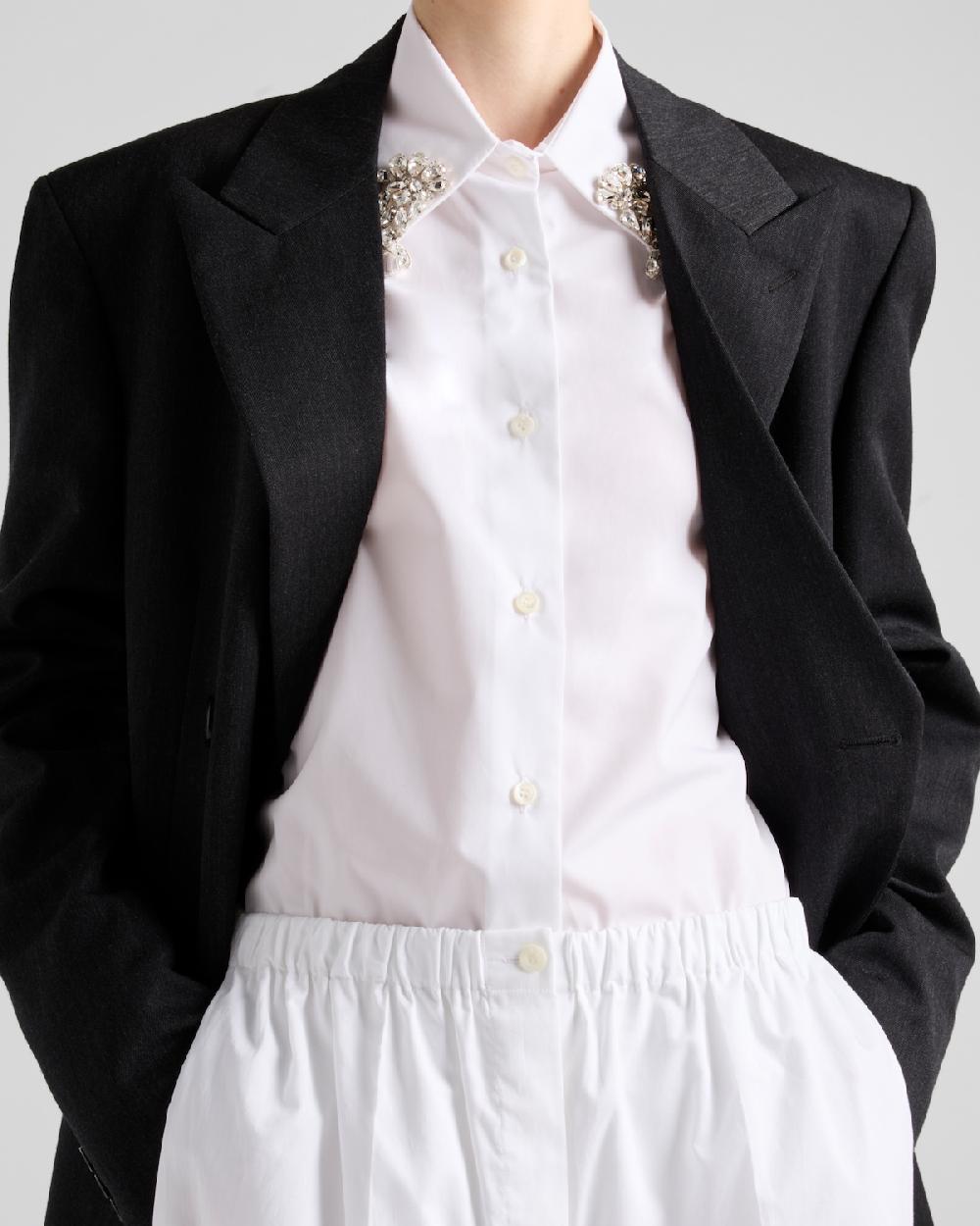 Prada Camisa De Popelín Con Bordado