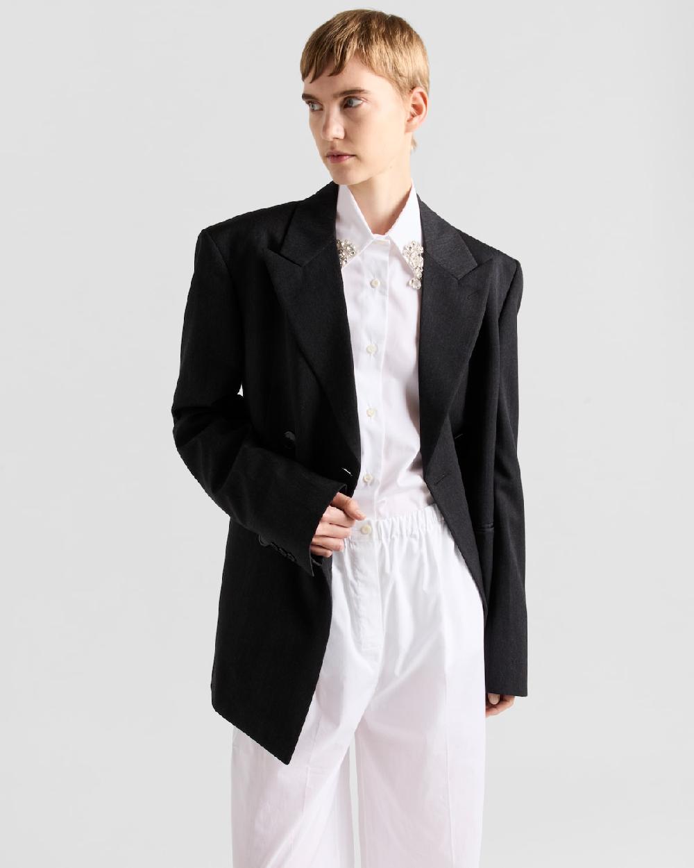 Prada Camisa De Popelín Con Bordado