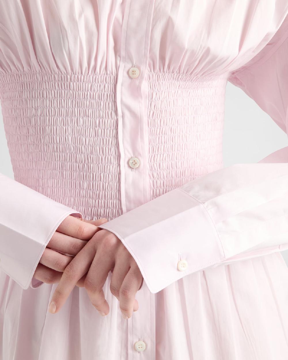 Prada Camisa De Popelín Con Nido De Abeja