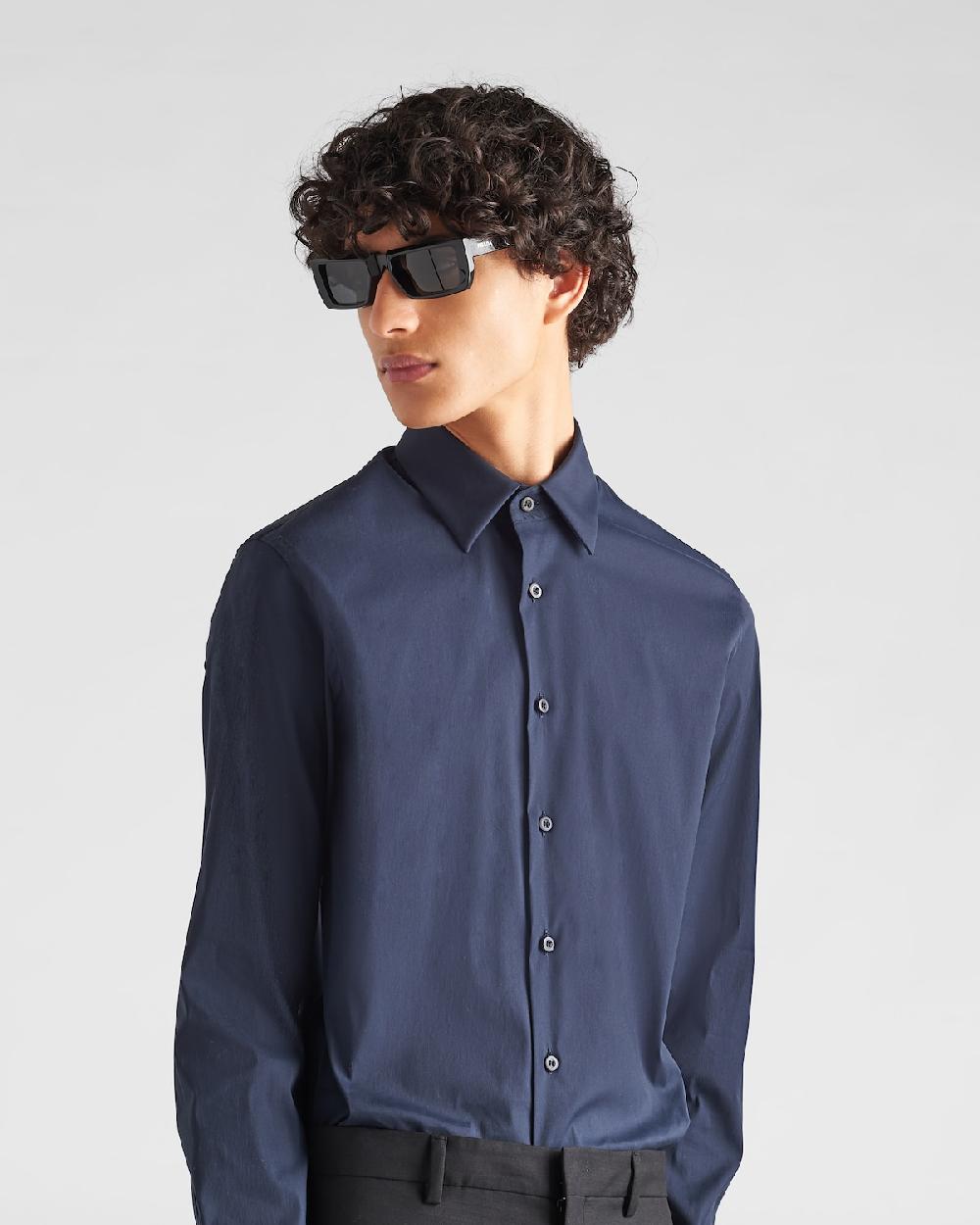 Prada Camisa De Popelina Elástica